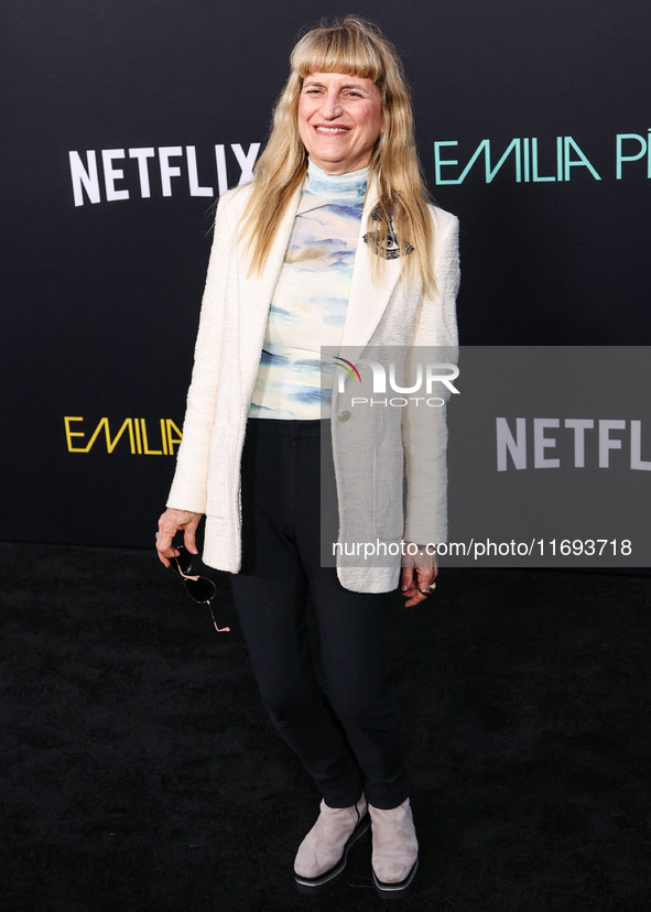 Catherine Hardwicke arrives at the Los Angeles Premiere of Netflix's 'Emilia Perez' held at The Egyptian Theatre Hollywood on October 21, 20...