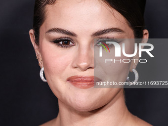 Selena Gomez wearing Elie Saab arrives at the Los Angeles Premiere of Netflix's 'Emilia Perez' held at The Egyptian Theatre Hollywood on Oct...