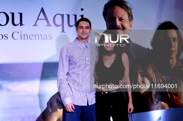 Gabriel Leone and Carla Salle attend the premiere of 'I'm Still Here' on October 21, 2024, at Cine Odeon, in Rio de Janeiro, Brazil. The eve...