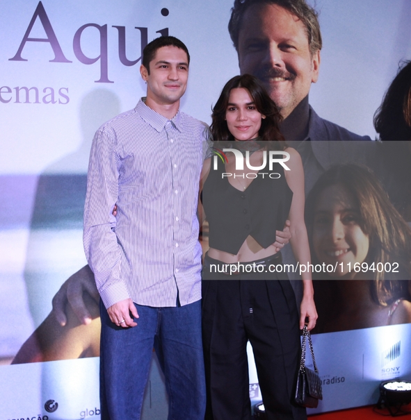 Gabriel Leone and Carla Salle attend the premiere of 'I'm Still Here' on October 21, 2024, at Cine Odeon, in Rio de Janeiro, Brazil. The eve...