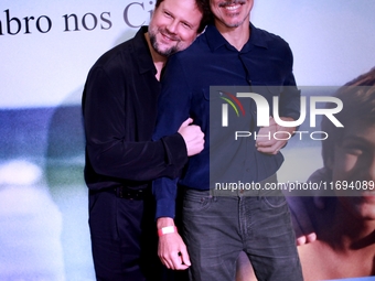 Actor Selton Mello and Angelo Paes Leme attend the premiere of 'I'm Still Here' on October 21, 2024, at Cine Odeon in Rio de Janeiro, Brazil...