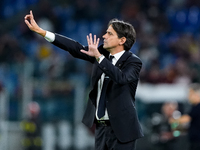 Simone Inzaghi head coach of FC Internazionale gestures during the Serie A Enilive match between AS Roma and FC Internazionale at Stadio Oli...