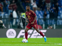 Evan Ndicka of AS Roma during the Serie A Enilive match between AS Roma and FC Internazionale at Stadio Olimpico on October 20, 2024 in Rome...