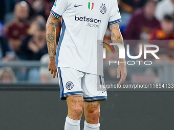 Francesco Acerbi of FC Internazionale during the Serie A Enilive match between AS Roma and FC Internazionale at Stadio Olimpico on October 2...