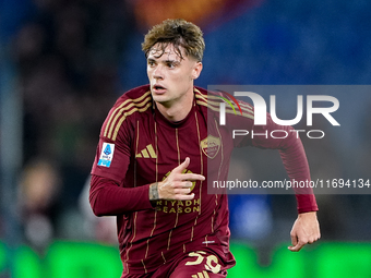 Nicola Zalewski of AS Roma during the Serie A Enilive match between AS Roma and FC Internazionale at Stadio Olimpico on October 20, 2024 in...