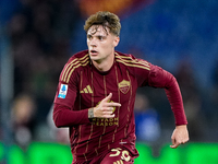 Nicola Zalewski of AS Roma during the Serie A Enilive match between AS Roma and FC Internazionale at Stadio Olimpico on October 20, 2024 in...