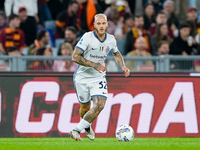 Federico Dimarco of FC Internazionale during the Serie A Enilive match between AS Roma and FC Internazionale at Stadio Olimpico on October 2...