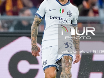 Federico Dimarco of FC Internazionale during the Serie A Enilive match between AS Roma and FC Internazionale at Stadio Olimpico on October 2...