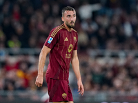 Bryan Cristante of AS Roma looks on during the Serie A Enilive match between AS Roma and FC Internazionale at Stadio Olimpico on October 20,...