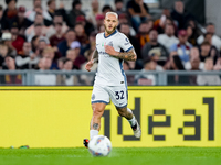 Federico Dimarco of FC Internazionale during the Serie A Enilive match between AS Roma and FC Internazionale at Stadio Olimpico on October 2...