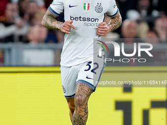 Federico Dimarco of FC Internazionale during the Serie A Enilive match between AS Roma and FC Internazionale at Stadio Olimpico on October 2...