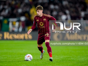 Nicola Zalewski of AS Roma during the Serie A Enilive match between AS Roma and FC Internazionale at Stadio Olimpico on October 20, 2024 in...