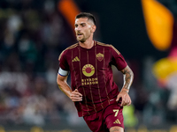 Lorenzo Pellegrini of AS Roma during the Serie A Enilive match between AS Roma and FC Internazionale at Stadio Olimpico on October 20, 2024...