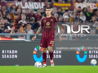 Gianluca Mancini of AS Roma during the Serie A Enilive match between AS Roma and FC Internazionale at Stadio Olimpico on October 20, 2024 in...