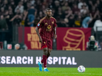 Evan Ndicka of AS Roma during the Serie A Enilive match between AS Roma and FC Internazionale at Stadio Olimpico on October 20, 2024 in Rome...