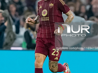 Gianluca Mancini of AS Roma during the Serie A Enilive match between AS Roma and FC Internazionale at Stadio Olimpico on October 20, 2024 in...