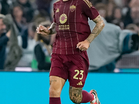 Gianluca Mancini of AS Roma during the Serie A Enilive match between AS Roma and FC Internazionale at Stadio Olimpico on October 20, 2024 in...