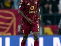 Evan Ndicka of AS Roma during the Serie A Enilive match between AS Roma and FC Internazionale at Stadio Olimpico on October 20, 2024 in Rome...