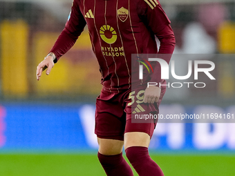 Nicola Zalewski of AS Roma during the Serie A Enilive match between AS Roma and FC Internazionale at Stadio Olimpico on October 20, 2024 in...