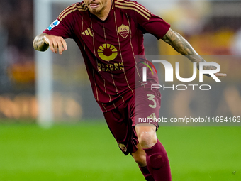 Angelino of AS Roma during the Serie A Enilive match between AS Roma and FC Internazionale at Stadio Olimpico on October 20, 2024 in Rome, I...