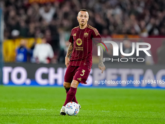 Angelino of AS Roma during the Serie A Enilive match between AS Roma and FC Internazionale at Stadio Olimpico on October 20, 2024 in Rome, I...