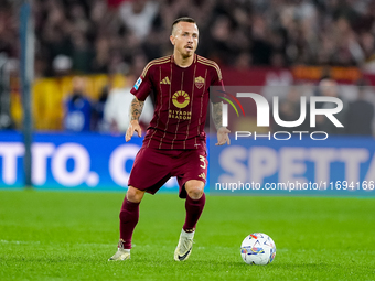 Angelino of AS Roma during the Serie A Enilive match between AS Roma and FC Internazionale at Stadio Olimpico on October 20, 2024 in Rome, I...