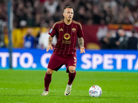 Angelino of AS Roma during the Serie A Enilive match between AS Roma and FC Internazionale at Stadio Olimpico on October 20, 2024 in Rome, I...