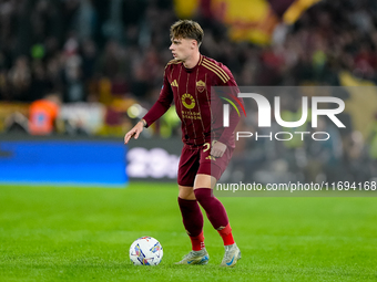 Nicola Zalewski of AS Roma during the Serie A Enilive match between AS Roma and FC Internazionale at Stadio Olimpico on October 20, 2024 in...