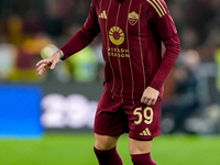 Nicola Zalewski of AS Roma during the Serie A Enilive match between AS Roma and FC Internazionale at Stadio Olimpico on October 20, 2024 in...