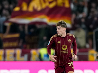 Nicola Zalewski of AS Roma during the Serie A Enilive match between AS Roma and FC Internazionale at Stadio Olimpico on October 20, 2024 in...