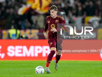 Nicola Zalewski of AS Roma during the Serie A Enilive match between AS Roma and FC Internazionale at Stadio Olimpico on October 20, 2024 in...