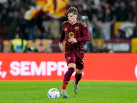 Nicola Zalewski of AS Roma during the Serie A Enilive match between AS Roma and FC Internazionale at Stadio Olimpico on October 20, 2024 in...