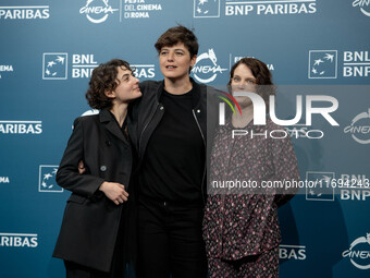 Tecla Insolia, Sara Petraglia, and Carlotta Gamba attend the ''L'Albero'' photocall during the 19th Rome Film Festival at Auditorium Parco D...