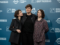 Tecla Insolia, Sara Petraglia, and Carlotta Gamba attend the ''L'Albero'' photocall during the 19th Rome Film Festival at Auditorium Parco D...