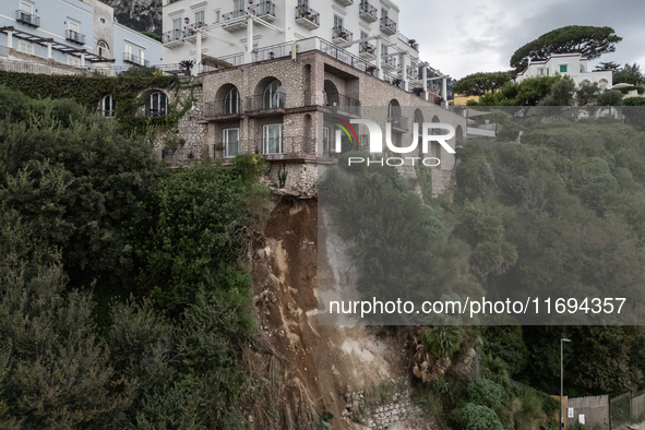 A landslide occurs in Capri, Italy, on October 22, 2024, involving the ridge below a hotel near Marina Grande beach. 