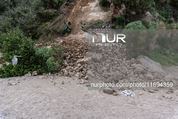 A landslide occurs in Capri, Italy, on October 22, 2024, involving the ridge below a hotel near Marina Grande beach. 