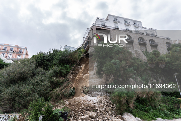 A landslide occurs in Capri, Italy, on October 22, 2024, involving the ridge below a hotel near Marina Grande beach. 