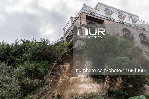 A landslide occurs in Capri, Italy, on October 22, 2024, involving the ridge below a hotel near Marina Grande beach. 