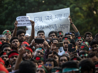 Civil society and students stage a demonstration at the Central Shaheed Minar, demanding the ban of Bangladesh Chhatra League and the resign...