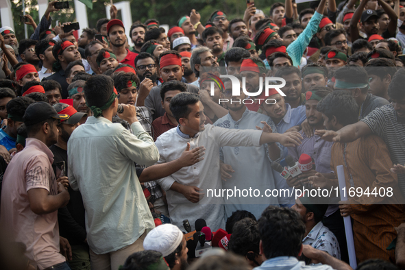 Civil society and students stage a demonstration at the Central Shaheed Minar, demanding the ban of Bangladesh Chhatra League and the resign...