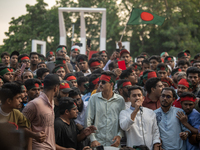 Civil society and students stage a demonstration at the Central Shaheed Minar, demanding the ban of Bangladesh Chhatra League and the resign...