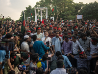 Civil society and students stage a demonstration at the Central Shaheed Minar, demanding the ban of Bangladesh Chhatra League and the resign...