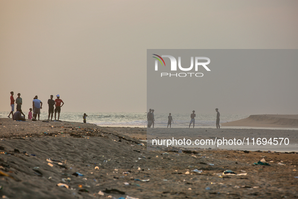 Trash and filth cover Paruthiyoor Beach in Paruthiyoor, Kerala, India, on April 15, 2024. 