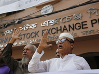 Capital market investors participate in a protest against the fall in stock prices over the past weeks in Dhaka, Bangladesh, on October 22,...