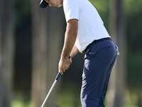 Jorge Campillo of Spain plays a shot on the 18th green during day four of the Estrella Damm N.A. Andalucia Masters 2024 at Real Club de Golf...