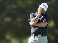 Andy Sullivan of England reacts on the 18th green during day four of the Estrella Damm N.A. Andalucia Masters 2024 at Real Club de Golf Soto...