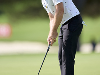 Marcel Schneider of Germany plays a shot on the 18th green during day four of the Estrella Damm N.A. Andalucia Masters 2024 at Real Club de...