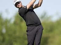 Rasmus Hojgaard of Denmark plays his second shot on the 15th hole during day four of the Estrella Damm N.A. Andalucia Masters 2024 at Real C...