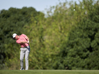 Jacques Kruyswijk of South Africa plays his second shot on the 15th hole on the fourth day of the Estrella Damm N.A. Andalucia Masters 2024...