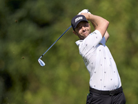 Marcel Schneider of Germany plays his second shot on the 15th hole during day four of the Estrella Damm N.A. Andalucia Masters 2024 at Real...